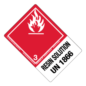 Hazard Class 3 - Flammable Liquid, Non-Worded, Vinyl Label, Shipping Name-Large Tab, UN1866, 500/roll - ICC Canada