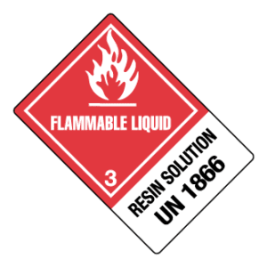 Hazard Class 3 - Flammable Liquid, Worded, Vinyl Label, Shipping Name-Large Tab, UN1866, 500/roll - ICC Canada