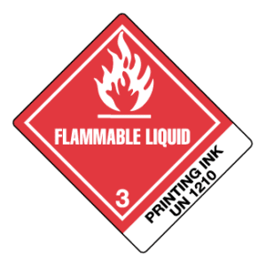 Hazard Class 3 - Flammable Liquid, Worded, Vinyl Label, Shipping Name-Standard Tab, UN1210, 500/roll - ICC Canada