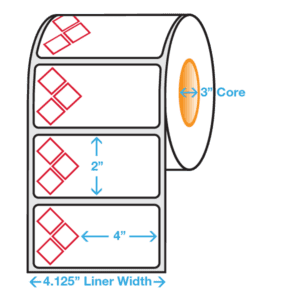 GHS Stock Thermal Transfer Labels, 3-Symbol Roll, 2" x 4", 500/roll - ICC Canada