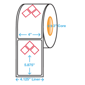 GHS Stock Thermal Transfer Labels, 3-Symbol Roll, 4" x 6", 500/roll - ICC Canada