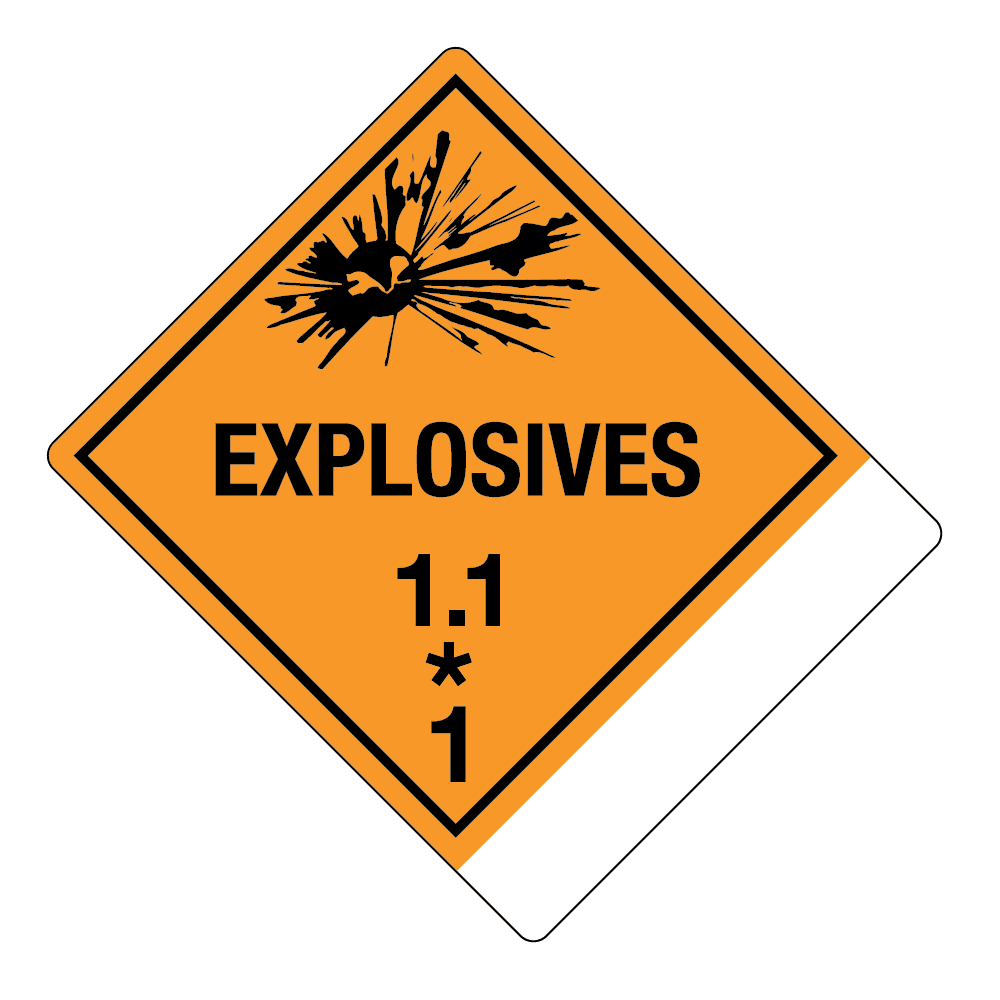 Hazard Class 1 1 Explosive Worded Shipping Name Standard Tab Blank