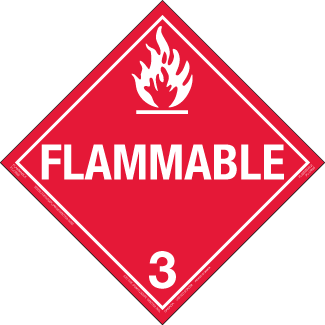 Hazard Class 3 - Flammable Liquid, Permanent Self-Stick Vinyl, Worded Placard - ICC Canada
