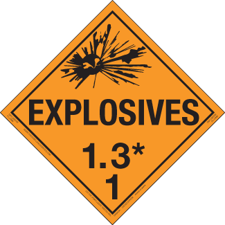 Hazard Class Explosives Removable Self Stick Vinyl Worded