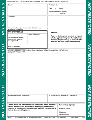 Not Restricted Articles Form, Laser, 100/Pack | ICC Compliance Center ...