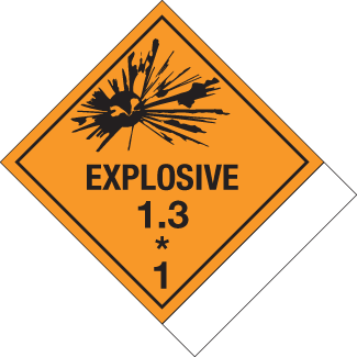 Hazard Class 1 3 Explosive Worded Shipping Name Standard Tab Blank