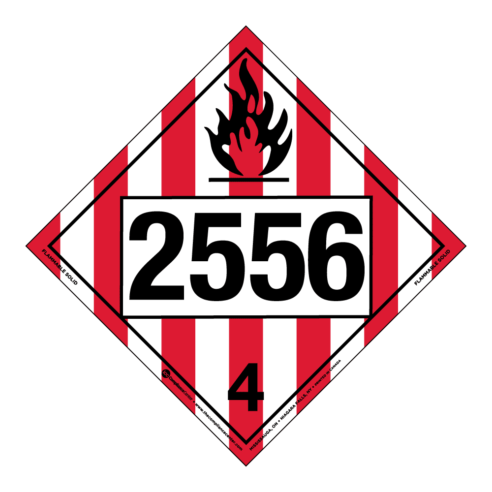 Hazard Class 4 1 Flammable Solid Tagboard Custom Un Number Placard