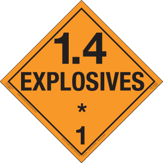 Hazard Class 1 4 Explosives Rigid Vinyl Worded Placard Icc